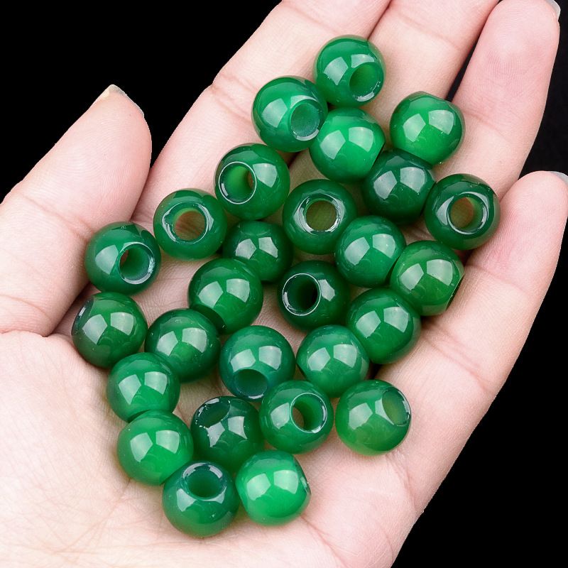 317 - Contas de Grandes Furos, Contas Soltas de Ágata Cristalina, 12mm, 5mm, Contas Soltas de Pedra Natural de Grandes Furos, Materiais de Joias DIY Atacado