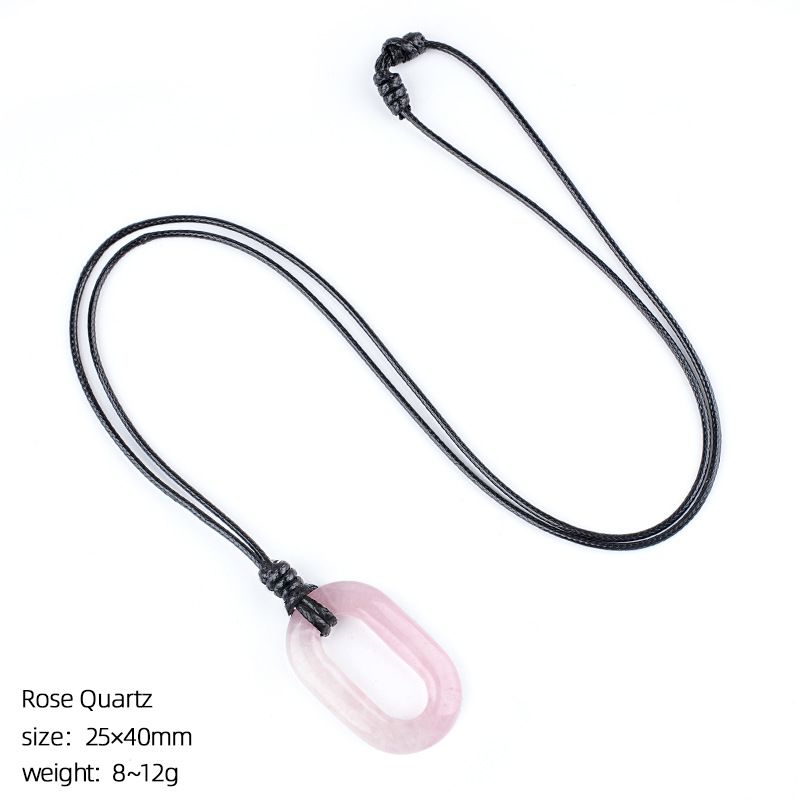 25 * 40Mm colar de pedra natural O-ring europeu e americano retro ajustável suéter corrente oval grande buraco círculo pingente