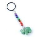 1960-Chaveiro de rinoceronte de pedra de cristal colorido, pingente de jóias de chakra, pingente de chaveiro de animal pequeno