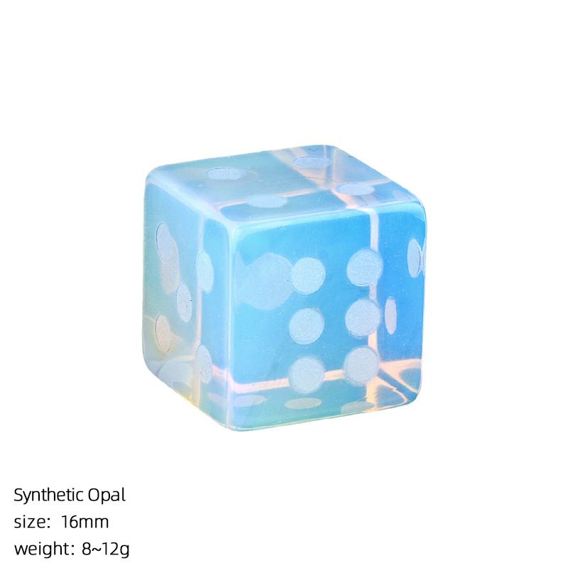 Dados de cristal natural de 16Mm divertidos pontos do jogo de tabuleiro adereços do jogo jateados em ângulo reto dados de pedra semipreciosa