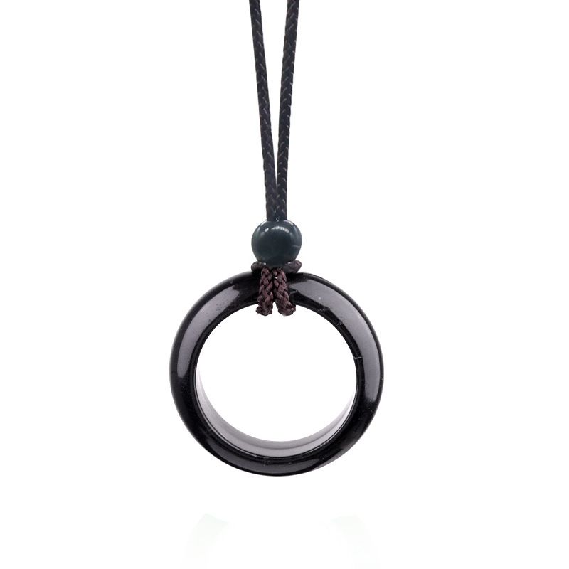 1435-Colar de Anel de Pedra de Cristal Natural Anel de Correr Clavícula Círculo Feminino Colar Simples Jóias