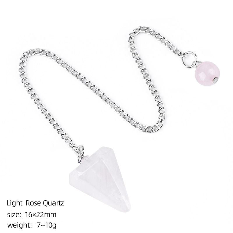 Pingente de cristal natural Coluna hexagonal gravada em pedra natural Acessórios de ioga Frequência ajustável pêndulo de ametista