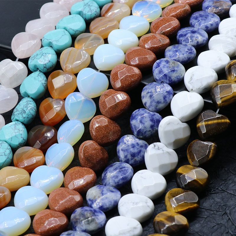 Contas de amor de corte 15Mm, pedras semipreciosas de ágata de cristal contas soltas pulseira DIY colar brincos acessórios de jóias