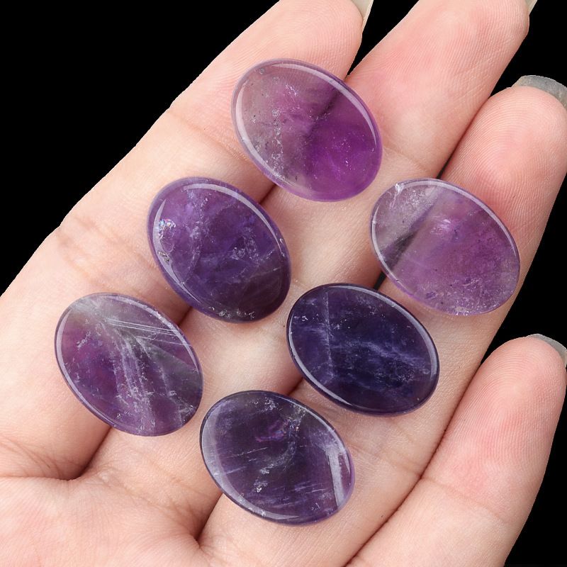 Ametista natural dupla plana oval pedra solta DIY acessórios de jóias incrustados colar material