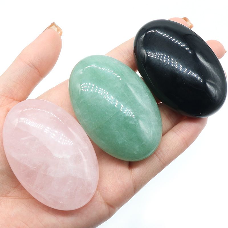 1130-40 * 60MM sabonete de cristal em pó natural cabo de mão jóias obsidiana verde dongling caixa de massagem pedra