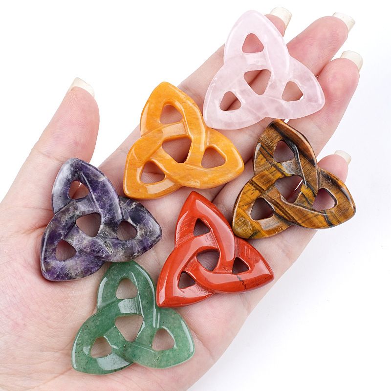 Pedra semi-preciosa irlandesa nó celta DIY pingente pingente oco pedra natural triângulo jóias