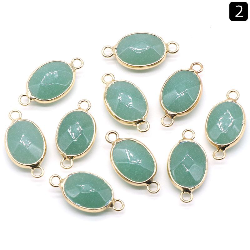 1379-Pingente de seção de bainha oval de ágata de cristal natural colar colar de furo duplo acessórios pulseira módulo