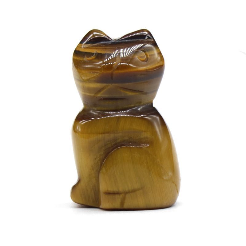 Ágata de cristal pedra semipreciosa, gato gravado 1,3 polegadas animal gravado 12 ornamentos de cores mistas