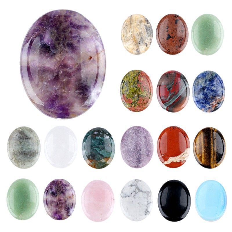 Pedra de cristal natural, prensagem e raspagem de novo produto transfronteiriço 35 * 45 ranhura oval de ágata nepenthes pedra de palma
