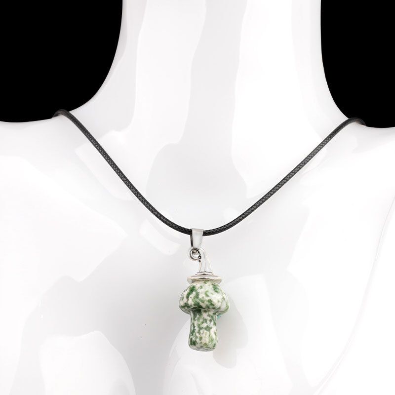 Pingente De Cogumelo De Chapéu De Bruxa De Cristal Natural