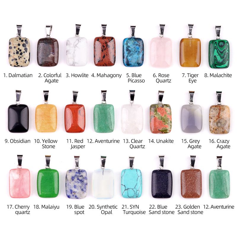 1458-20Mm Pingente Rectângulo, Cristal Natural Pingente Rectângulo de Pedra Semi-Preciosa Brincos DIY Colar Acessórios