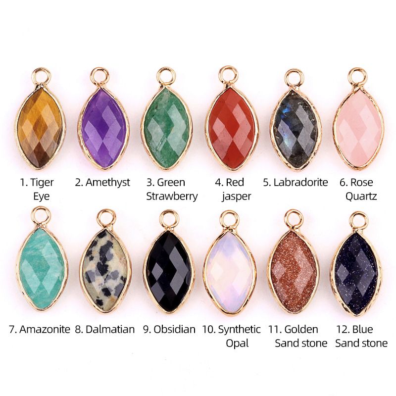 2075-Amethyst ágata pedra semi-preciosa olho de cavalo bainha de cobre pingente DIY brincos gancho de cabelo jóias acessórios material
