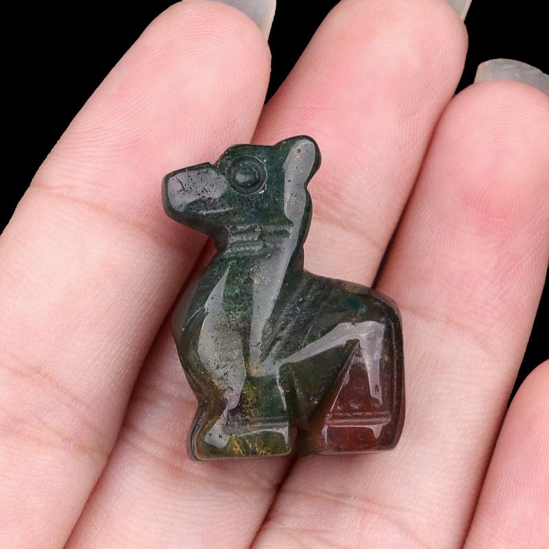 Ornamento Mini Artesanal Artesanal de Ágata Esculpido em Pedra de Caça de Cervo Ametista de 2189 polegadas