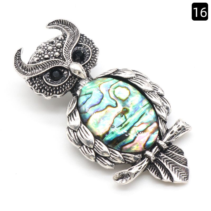 1208-Coruja gem Broche de Cristal Natural Coruja Broche, Alloy Set Pingente de Pedra Preciosa Pin