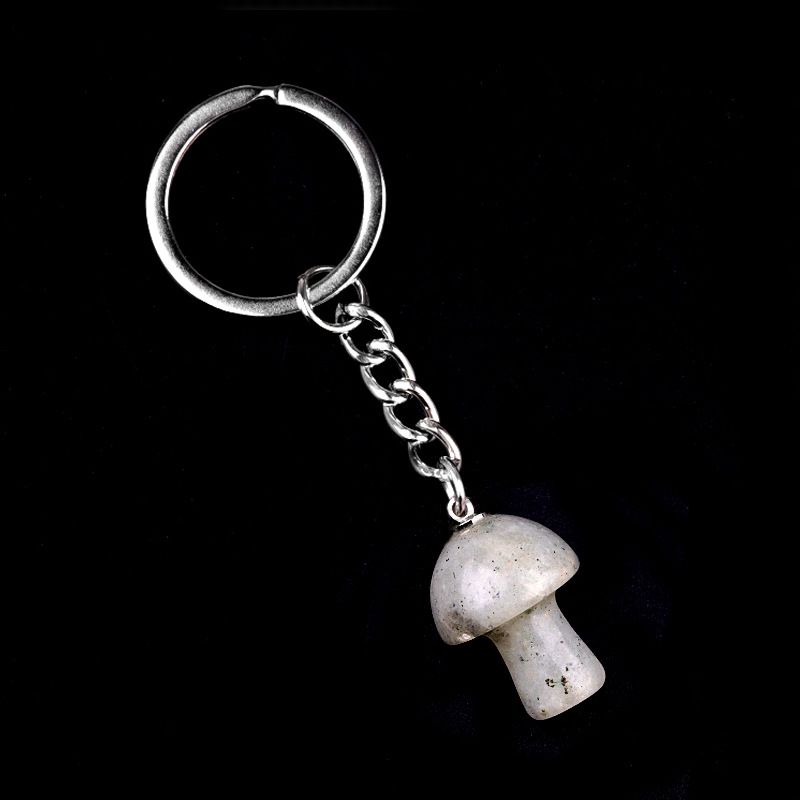 1324-Pedra de cristal natural de ágata 2cm pequeno cogumelo chaveiro pingente bonito saco de jóias pingente pequeno presente
