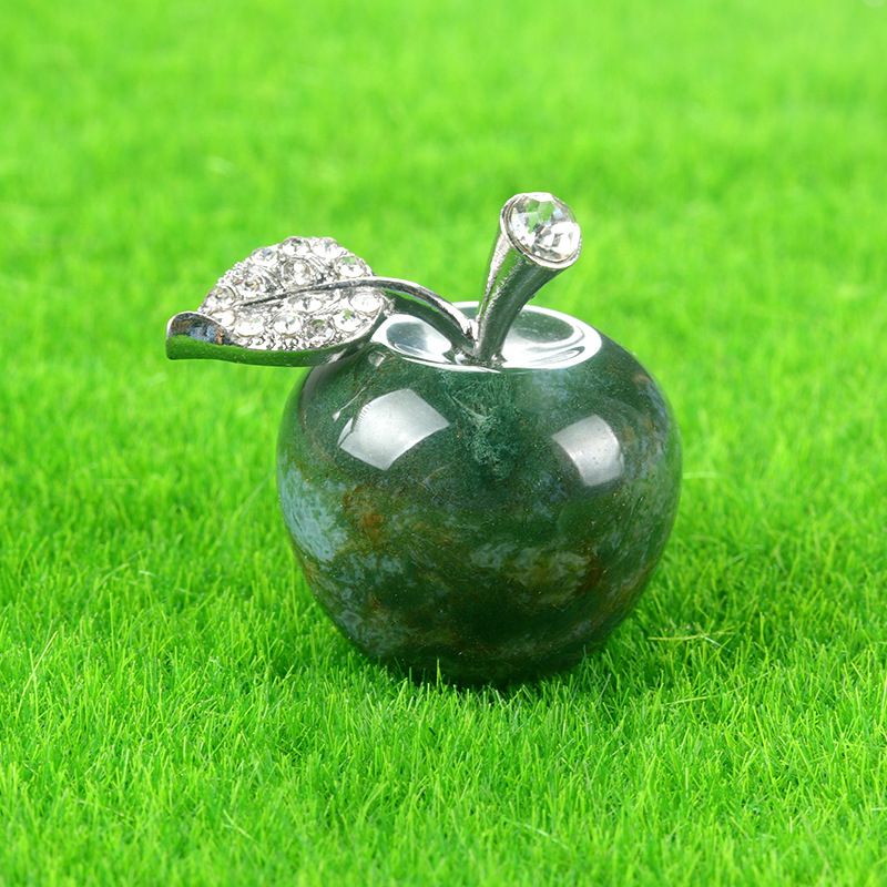 1683-Pedra de ágata de cristal maçã de 25 mm, decoração de véspera de Natal, mini enfeite de carro para casa