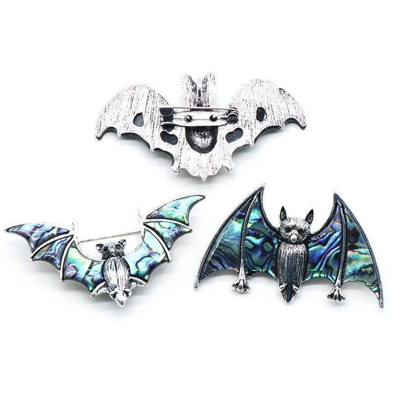 1533-AbaloneShell Abalone Shell Bat Broche Colar, liga incrustada Shell Pingente