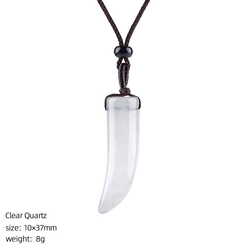 Colar de chili semiprecioso ajustável com chili de chili com chifre de cristal de cristal natural com chifre vintage unissexo