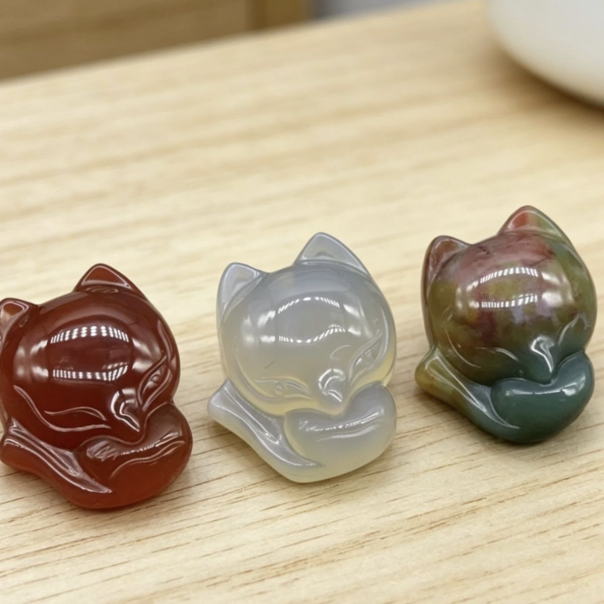 Ágata branca Ágata vermelha Ágata indiana, pingente de raposa gravado DIY colar pingente acessórios