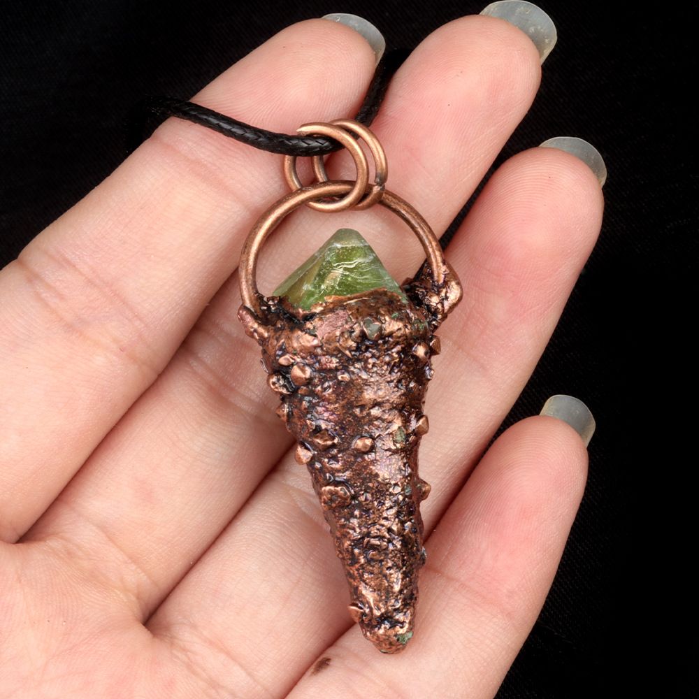 1912-Pingente de sorvete vintage de ametista natural, colar nórdico de bronze citrino fluorita