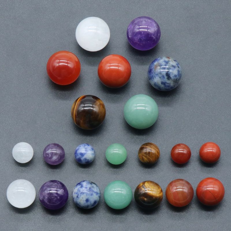 Conjunto de bolas 1355-12mm16mm20mm, cristal natural ágata bola de pedra colorida conjunto 7 pcs