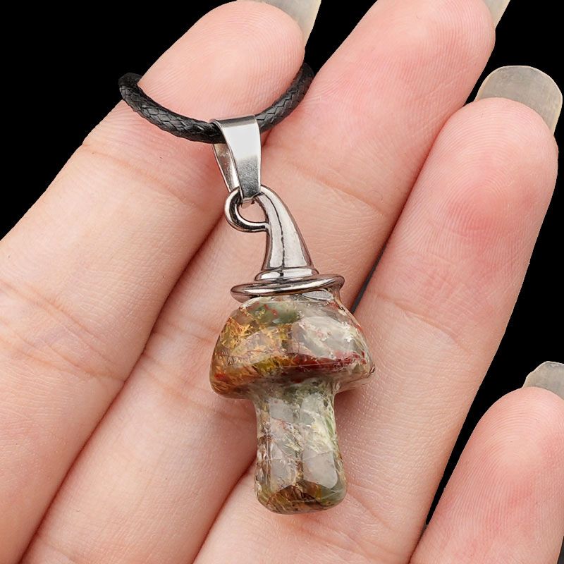 2351 Presente de Natal chapéu de bruxa ágata cogumelo colar cristal natural cogumelo forma pingente vintage jóias