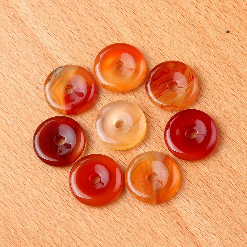 1641-12 ~ 16mm fivela de segurança, pingente de donut de pedra de ágata de cristal, anel de furo grande acessórios de jóias DIY