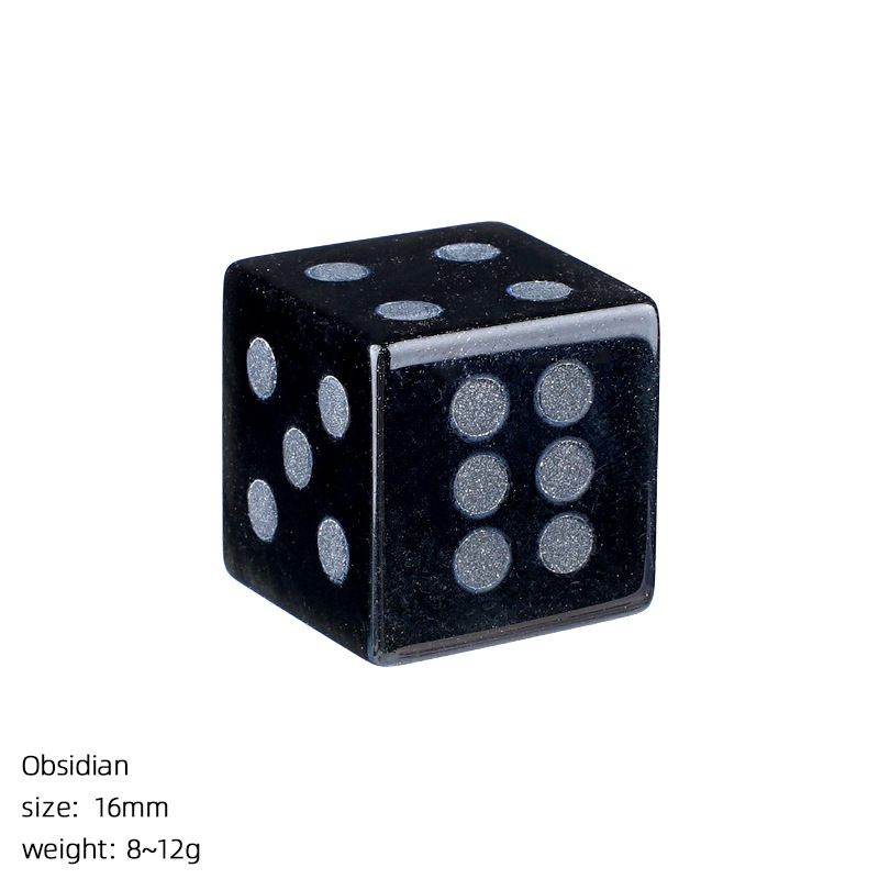 Dados de cristal natural de 16Mm divertidos pontos do jogo de tabuleiro adereços do jogo jateados em ângulo reto dados de pedra semipreciosa