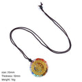 Colar de resina de pedra natural personalizado envoltório epóxi cascalho colorido polígono geométrico redondo pingente de meditação de ioga