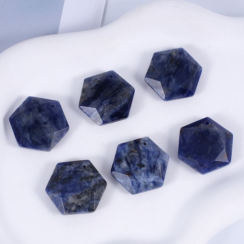 Acessórios de pingente de hexagrama de cristal natural Agate perfurado corte geométrico grande satélite colar de pedra