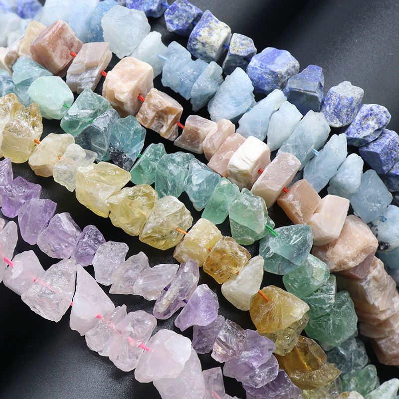 Perfuração de minério de pedra ágata de cristal fluorita, minério de lã com acessórios irregulares de contas soltas DIY