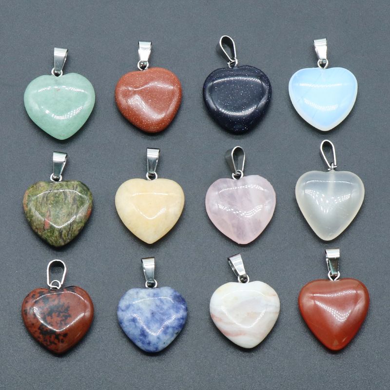 Caixa de cor de pingente de amor de grade 1299-12, colar de amor de cristal natural.