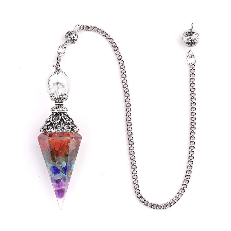 2134-Cristal Artesanato Cristal Natural Pulseira Colorida Cascalho Hexagonal Pilar Pirâmide Conjunto de Pêndulo