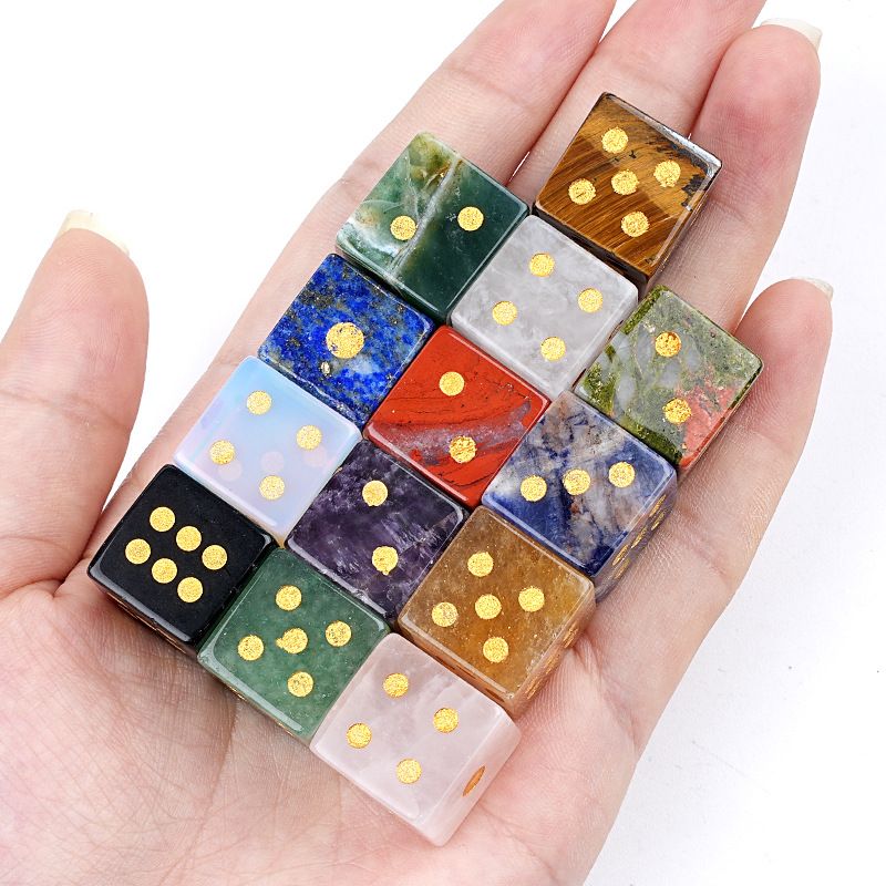 Dados de pedra natural de 16Mm entretenimento de lazer família jogos de tabuleiro adereços esculpindo pontos ângulo reto dados de cristal natural