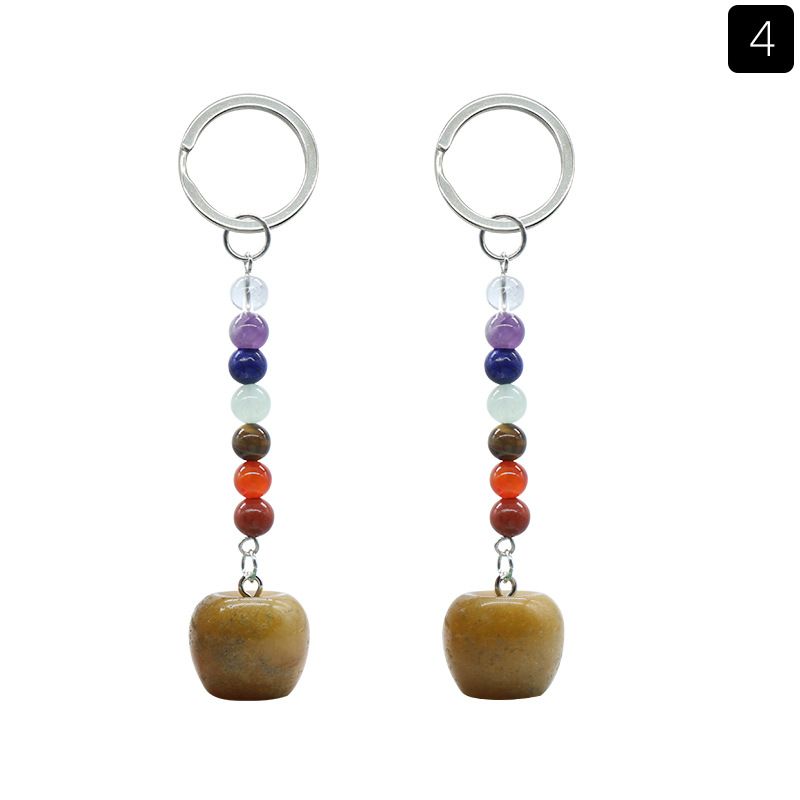 1478-Pequeno Chaveiro de Maçã Cristal Natural Pedra Colorida Pingente De Maçã De 20mm, Decoração De Véspera De Natal