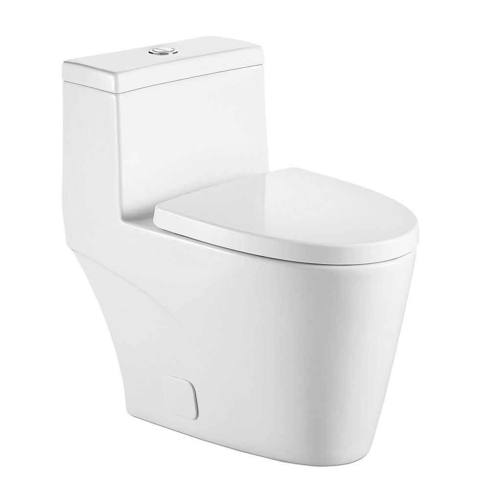1-Piece 1.28 GPF Dual Flush High Efficiency Elongated Toilet in White, Seat Included