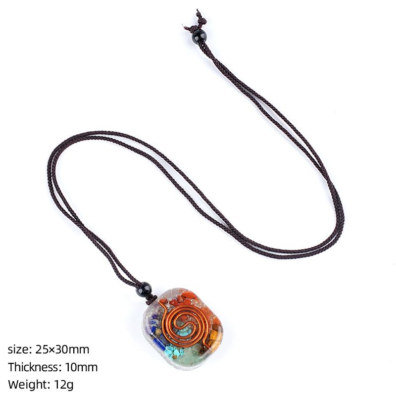 Colar de resina de pedra natural personalizado envoltório epóxi cascalho colorido polígono geométrico redondo pingente de meditação de ioga