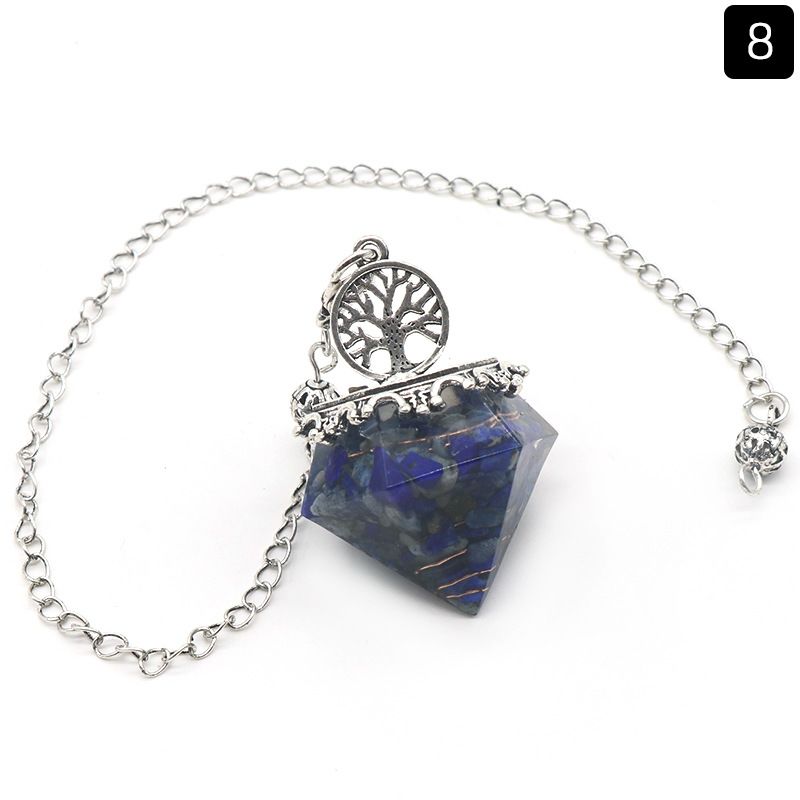 1413-Pêndulo em forma de diamante resina de ágata de cristal natural cascalho pêndulo em forma de diamante