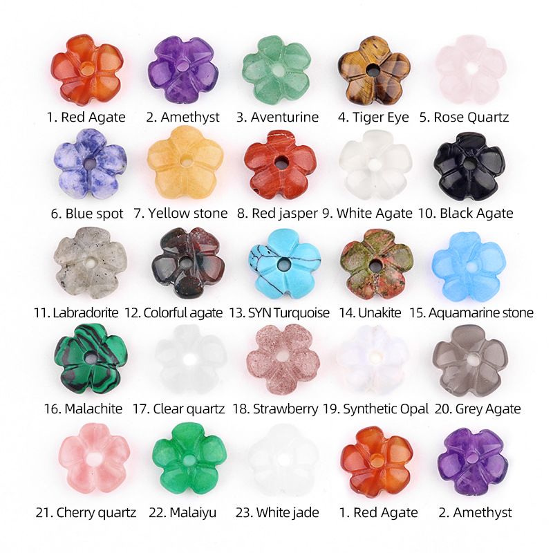 2057-Ágata de ametista natural 14mm flor de ameixa contas soltas DIY pulseira de flor frisada colar acessórios