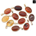 1430-Pingente de bainha oval de cristal de ágata natural, colar de cobre com meia face em forma de ovo