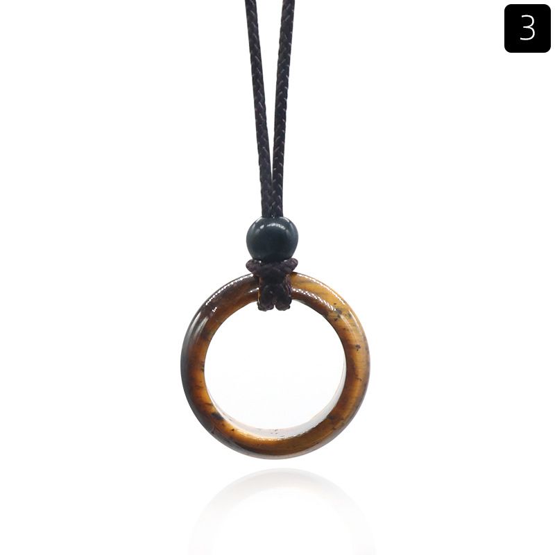 1435-Colar de Anel de Pedra de Cristal Natural Anel de Correr Clavícula Círculo Feminino Colar Simples Jóias