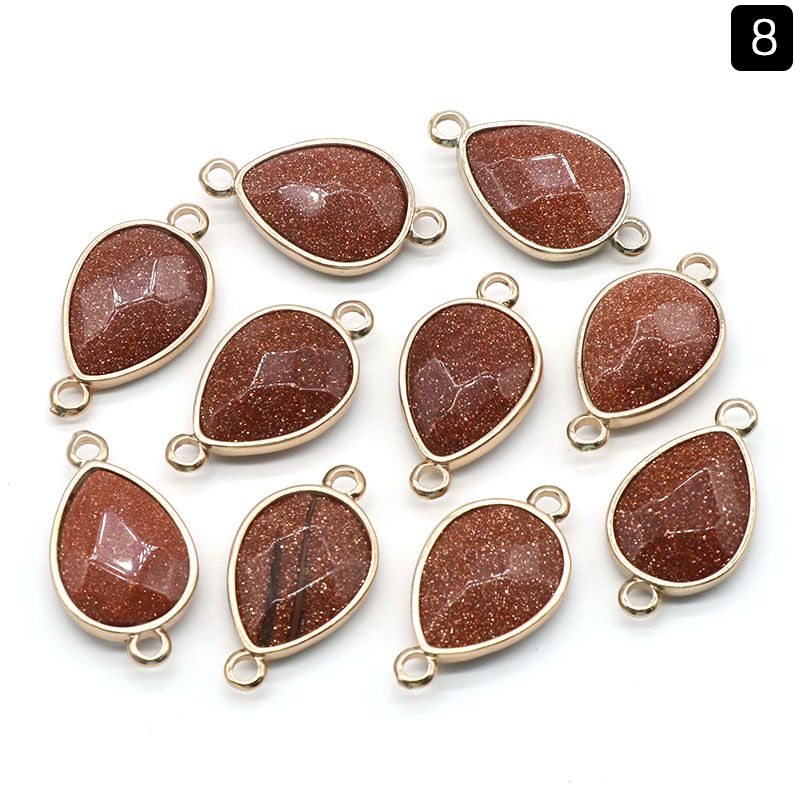 1376-Pingente de gota de água com bainha de cristal natural pendurado duplo com bainha de gota de água pingente de pulseira DIY colar material de jóias