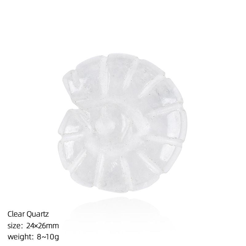 2422 Concha de cristal natural gravura tridimensional dupla face ornamento de micro-paisagem doméstica em forma de caracol concha de gema não porosa