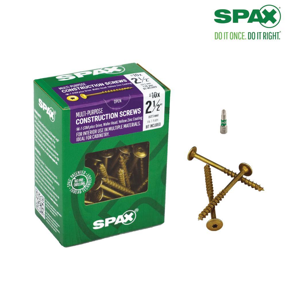 #10 x 2-1/2 in. T-Star Plus Drive Washer / Wafer Head Partial Thread Yellow Zinc Coated Cabinet Screw (75 per Box)
