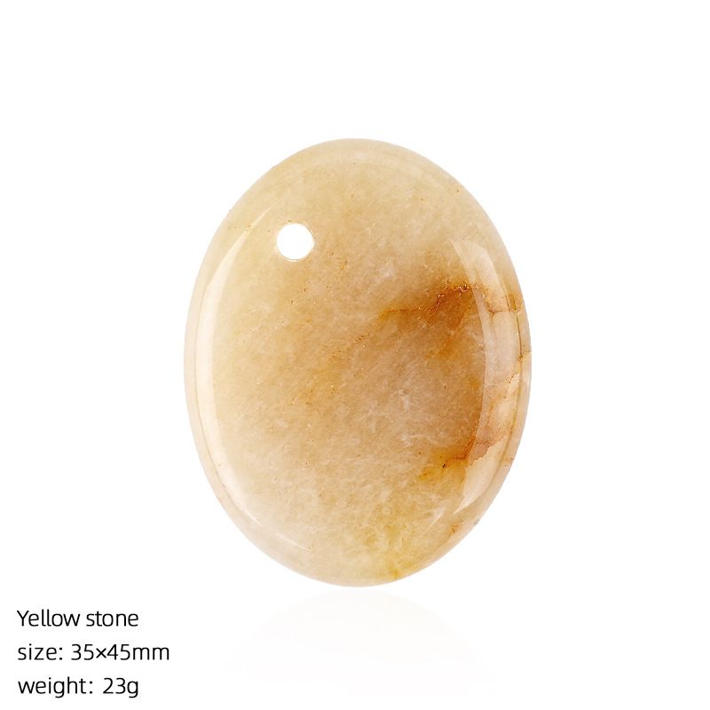 Pingente de pedra de cristal natural pingente de colar DIY 35 * 45 orifício de borda oval material de letras de pedra natural