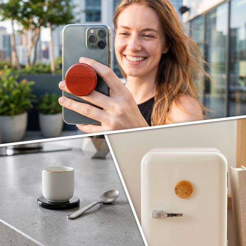 2483 Disco de pedra natural de 55Mm adesivo de geladeira DIY feito à mão suporte de telefone móvel letras material runa acessórios de cristal natural