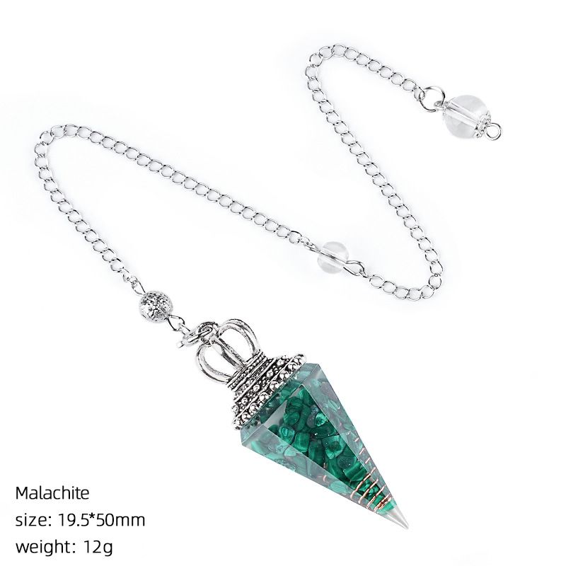 Hot Sale Pingente de Pêndulo de Cristal Natural Crown Yoga Acessórios de Meditação Hexagonal Cone Ajustável Resina de Freqüência Pêndulo