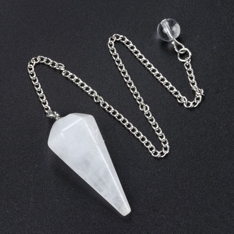 Pêndulo 1749-38Mm, pêndulo de pedra de cristal natural polida pingente de coluna hexagonal DIY