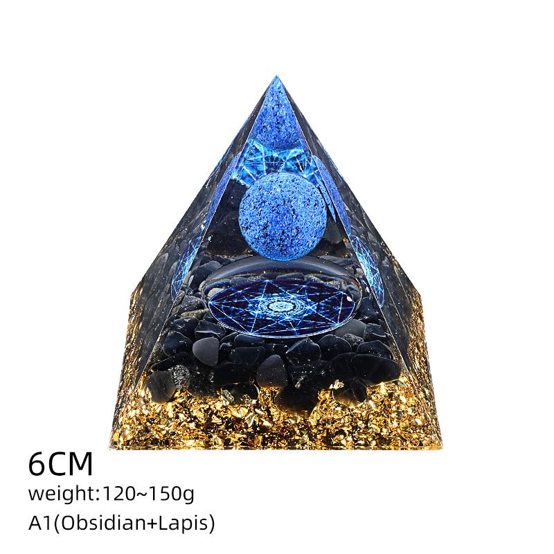 6Cm cristal bola pirâmide ornamento de mesa Chakra Yoga Meditação Resina Yoga Meditação Resina Epóxi