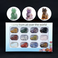 12 caixas de cor 1 polegada gravado cristal ágata jade gatinho ornamento animal conjunto de artesanato